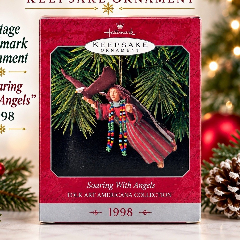 Hallmark Soaring With Angels Ornament Folk Art Americana Linda Sickman Box 1998